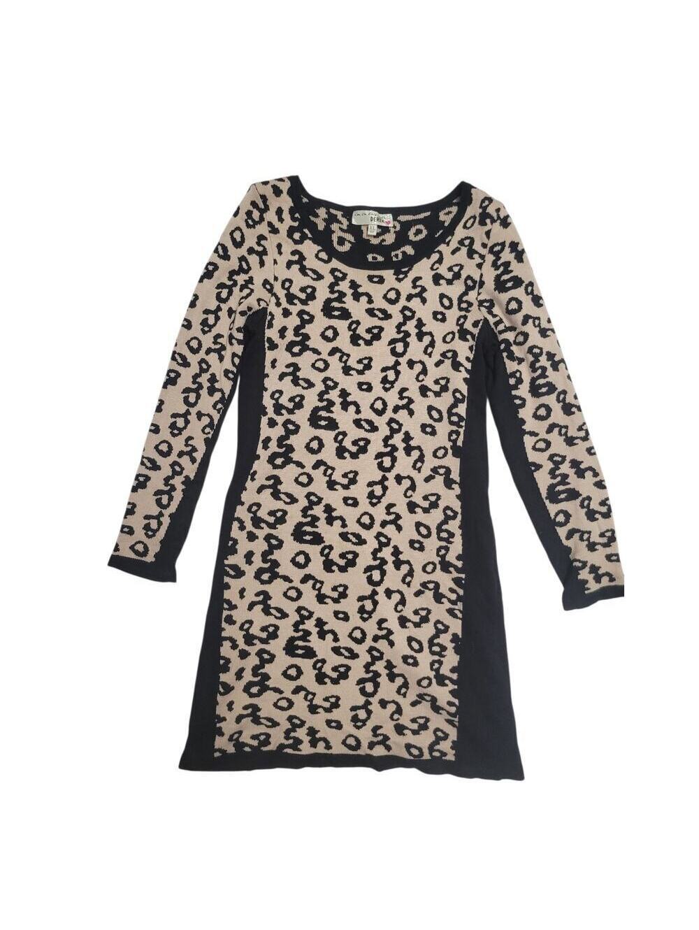 Derek Heart Leopard Print Bodycon Long Crew Neck Sweater Dress Size XL